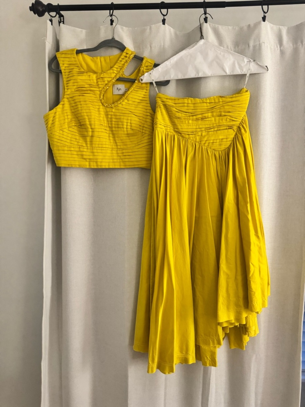 Aje Asymmetrical Two-Piece Dress in Bright Yellow